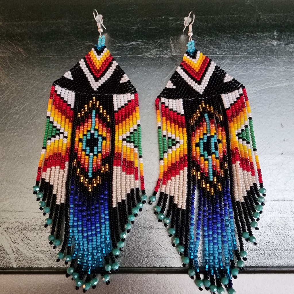 Shinecock Beaded Earrings. Handmade.